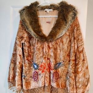 Boston Proper M/L Beaded Peacock Jacket